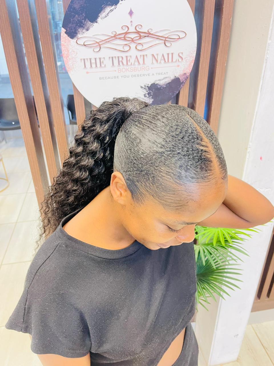 Hair: Sleek Side-Part Ponytail