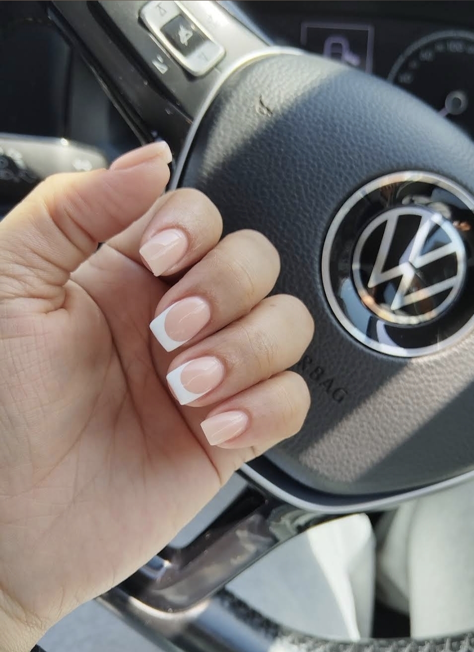 Classic French manicure with nude base