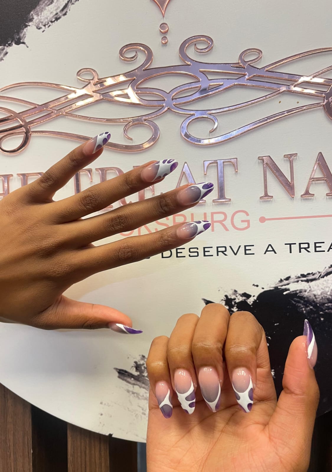 Nails: Purple Floral Accents